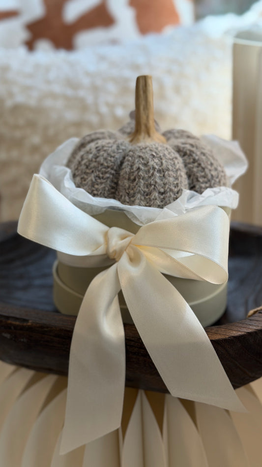 Stilvolle Geschenkbox mit dekorativem Kürbis und Satinschleife- online kaufen Schweizer Onlineshop