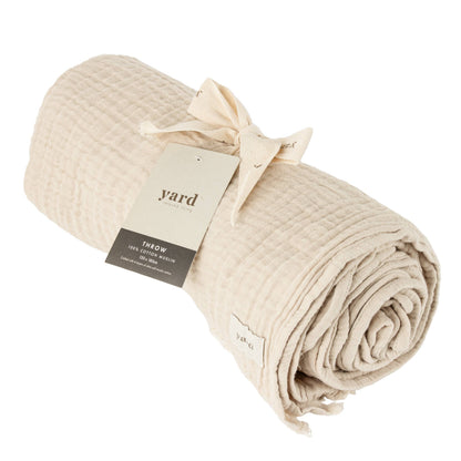 Lark Baumwoll-Muslin Plaid in Naturfarben