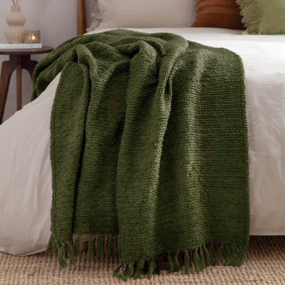 Candar Boucle-Überwurf mit Strukturmuster, Khaki