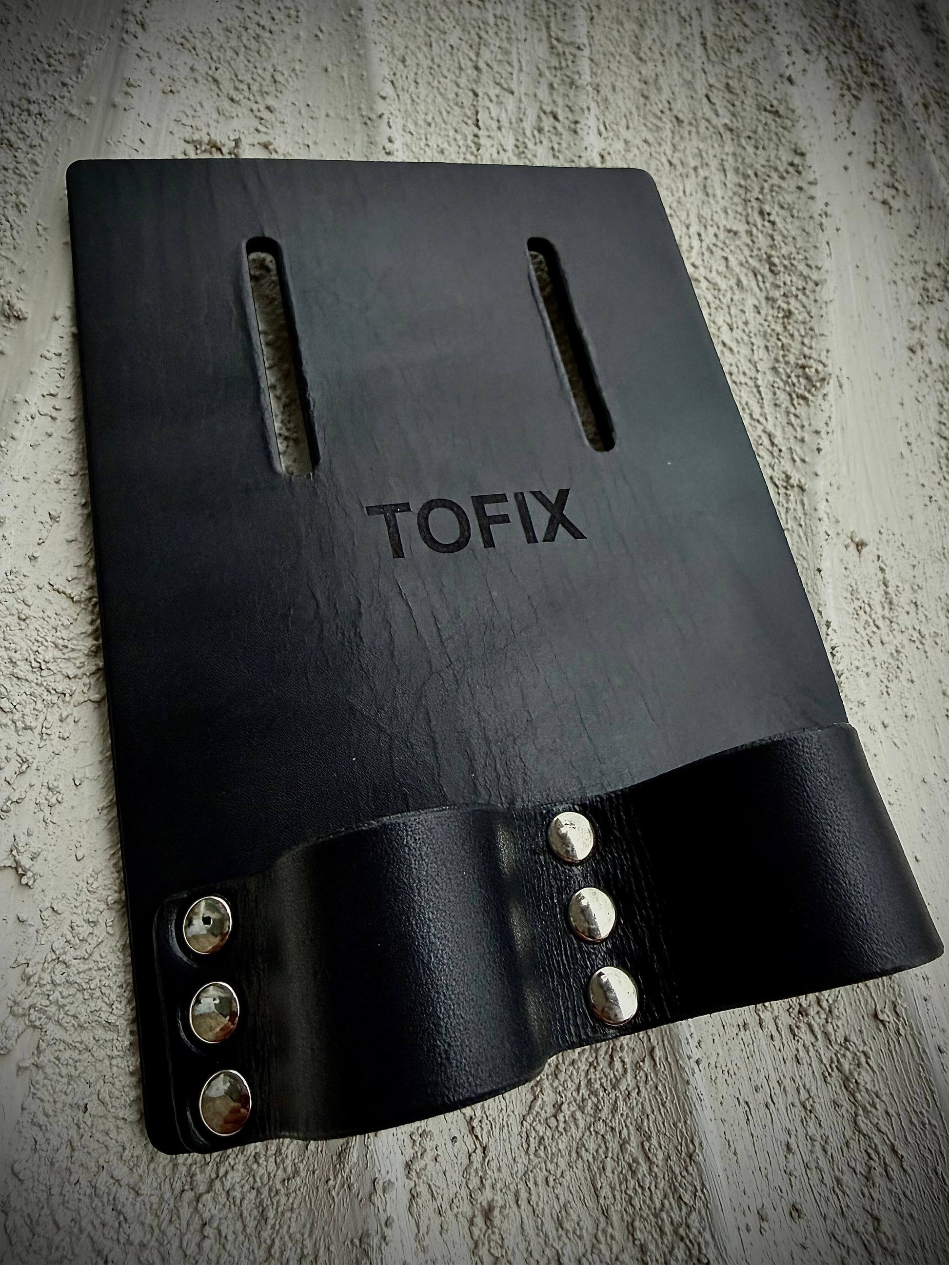 TOFIX Lederhalter für Iselägger aus schwarzem Echtleder – Werkzeughalter für Zange und Bindehaken am Gürtel