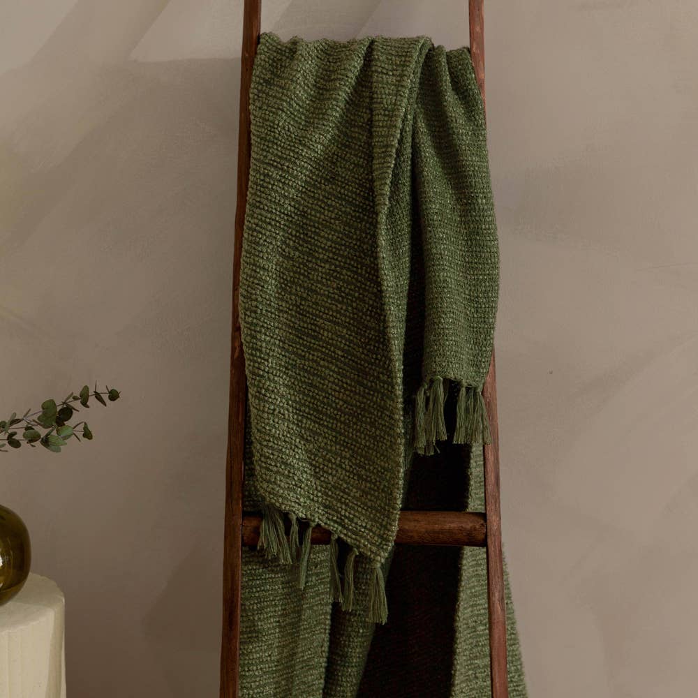 Candar Boucle-Überwurf mit Strukturmuster, Khaki