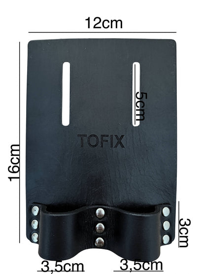 TOFIX Lederhalter für Iselägger aus Echtleder mit Maßangaben – 12 cm Breite, 16 cm Höhe, Werkzeughalter für Zange und Bindehaken
